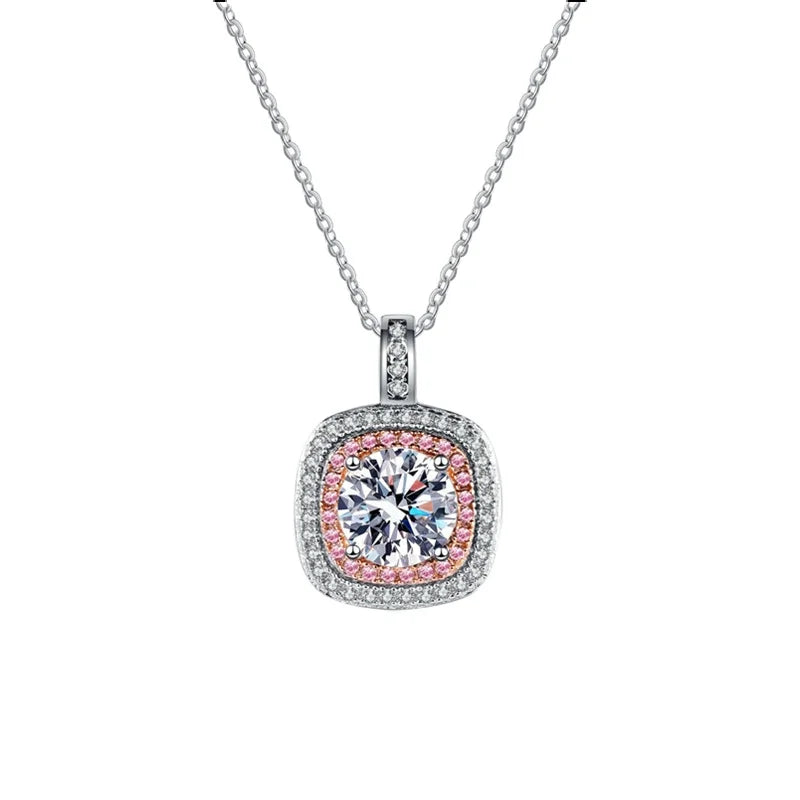 Wholesale Fine Jewelry Gold Plated 925 Sterling Silver Necklace Lab Grown Diamond Luxury 1ct Moissanite Pendant for Women