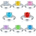 Luxury Jewelry Sparking 5A Colorful Cushion Cut Cubic Zircon S925 Sterling Silver Fashion Engagement Rings for Women