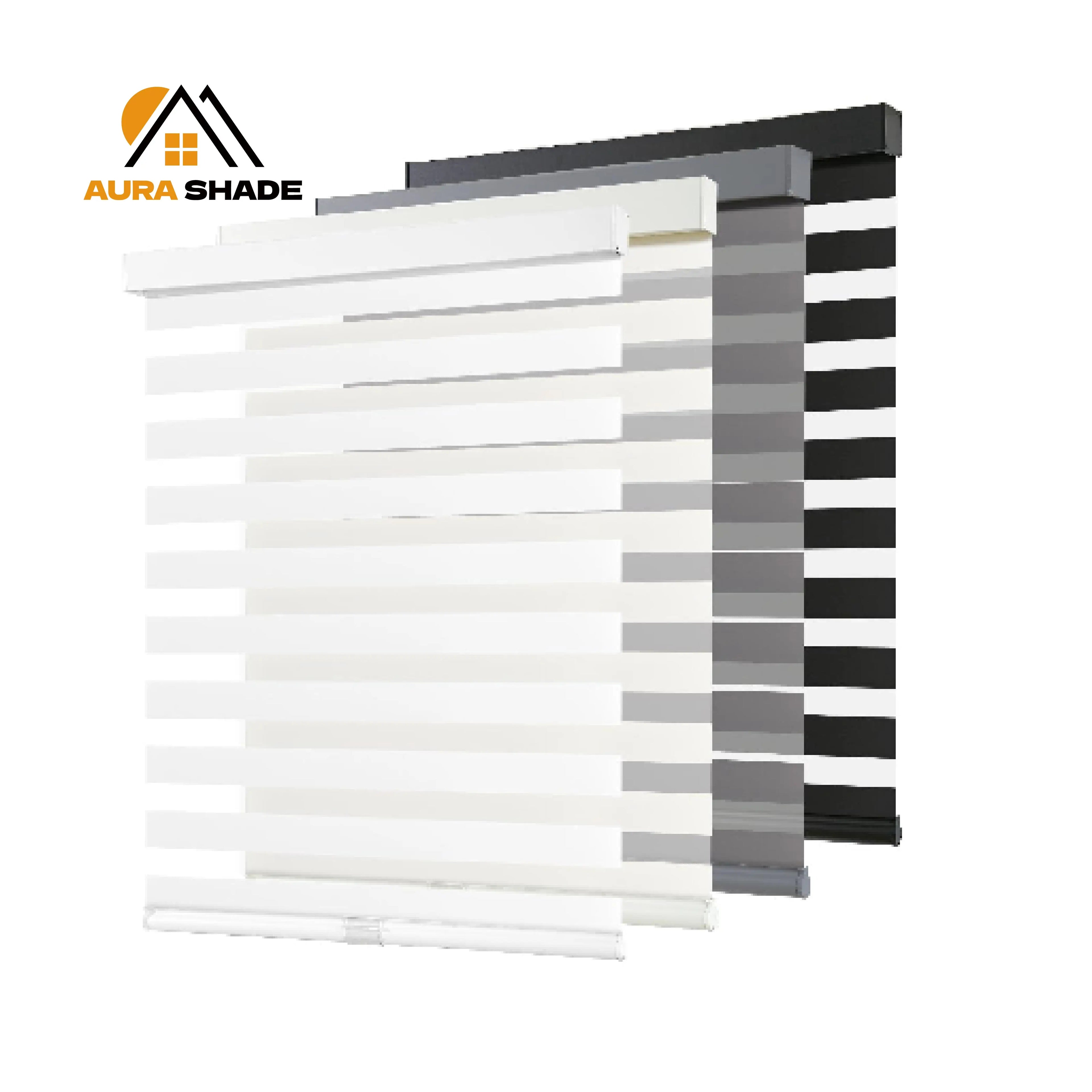 Customized Size Zebra Blinds Persianas Motor Home Decoration Built-In Electric Window with Fabric Automatic Roller Shade
