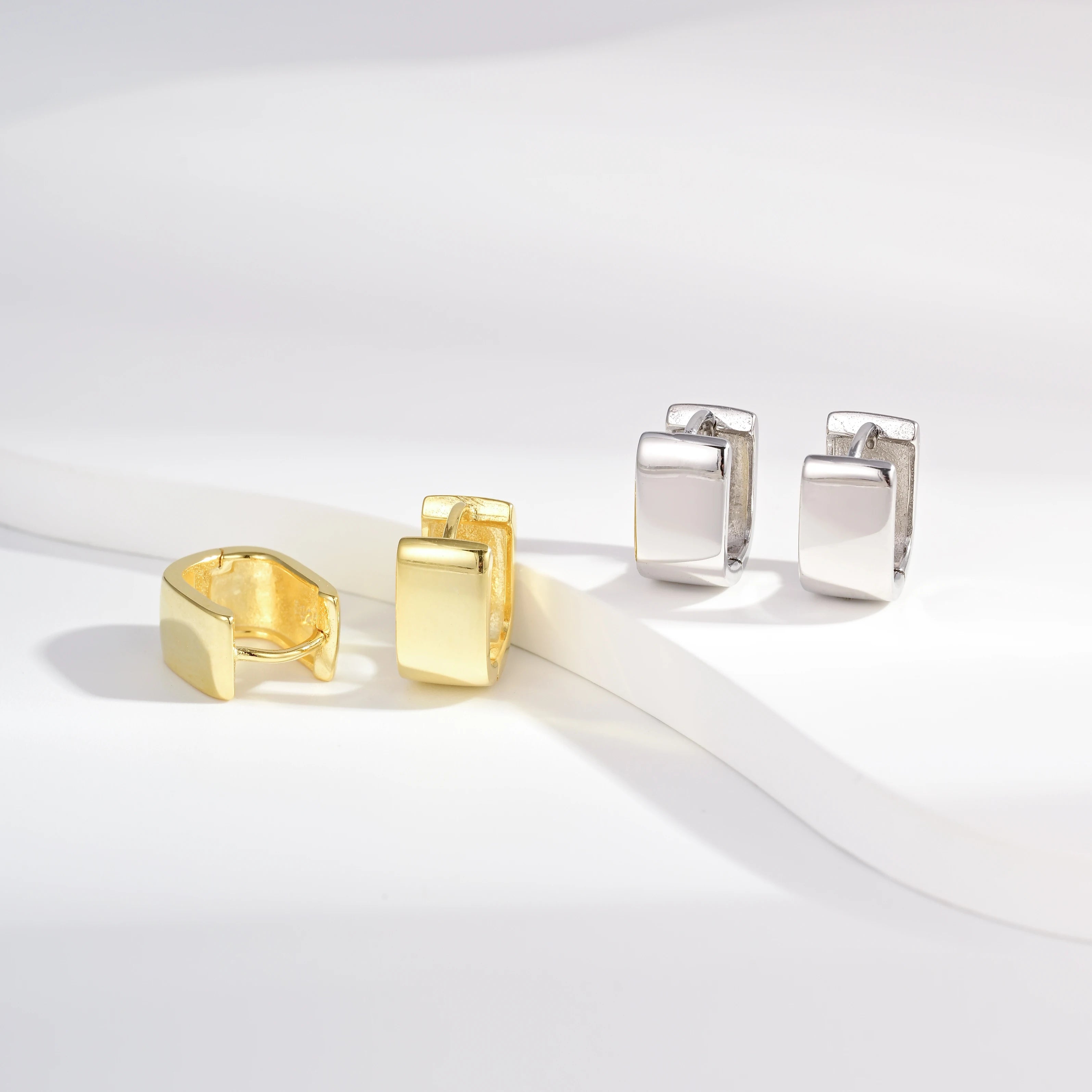 Wholesale Earrings Jewelry Gold Rhodium Plated Round Plain Huggies 925 Sterling Silver Fine Jewelry Earrings