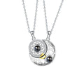 Shangjie OEM Kalung Fashion Romantic Necklace 925 Sterling Silver Zircon Couple Necklace Moon Sun Projection Necklace