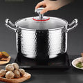 316 Stainless Steel Silver 22CM Soup Pot Kitchen Multi-function Cooking Pot Hammer Pattern Soup Pot With Steamer