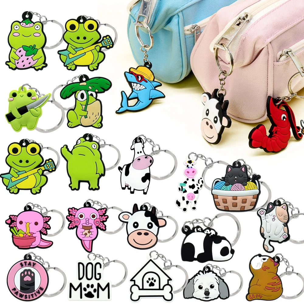 Promotional Animals Pvc Rubber Keychains Custom Key Chain Ring Anime Accessories Packaging for Bags with logo Fujian in Bulk