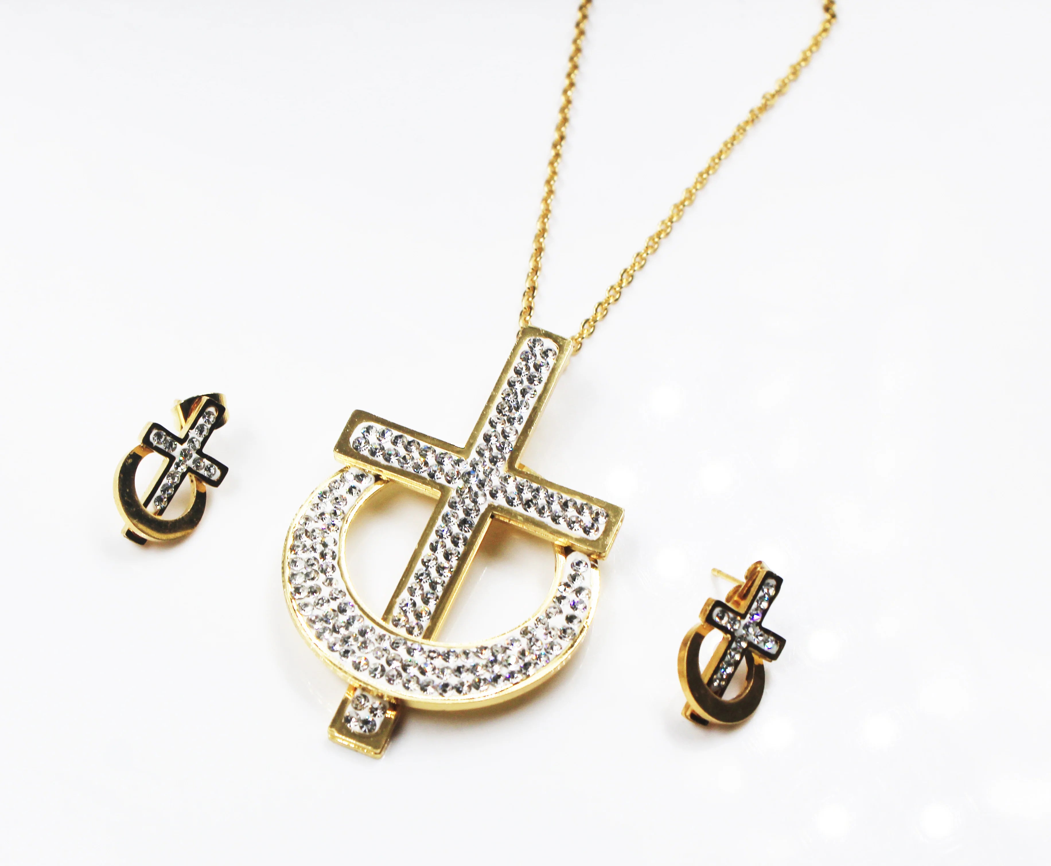 BMZ 2025 New Coming vogue Gold CZ Stainless Cross Jewelry Necklaces for Girls