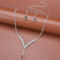 2022 Women's New Ruby Water Drop Shape European And American Fashion Bridal Set Decoration Ladies All-match