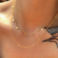 2022 Dazan New Ins Stainless Steel Tarnish Free Waterproof Dangie Geometric Pendant Double Layer Necklace for Women