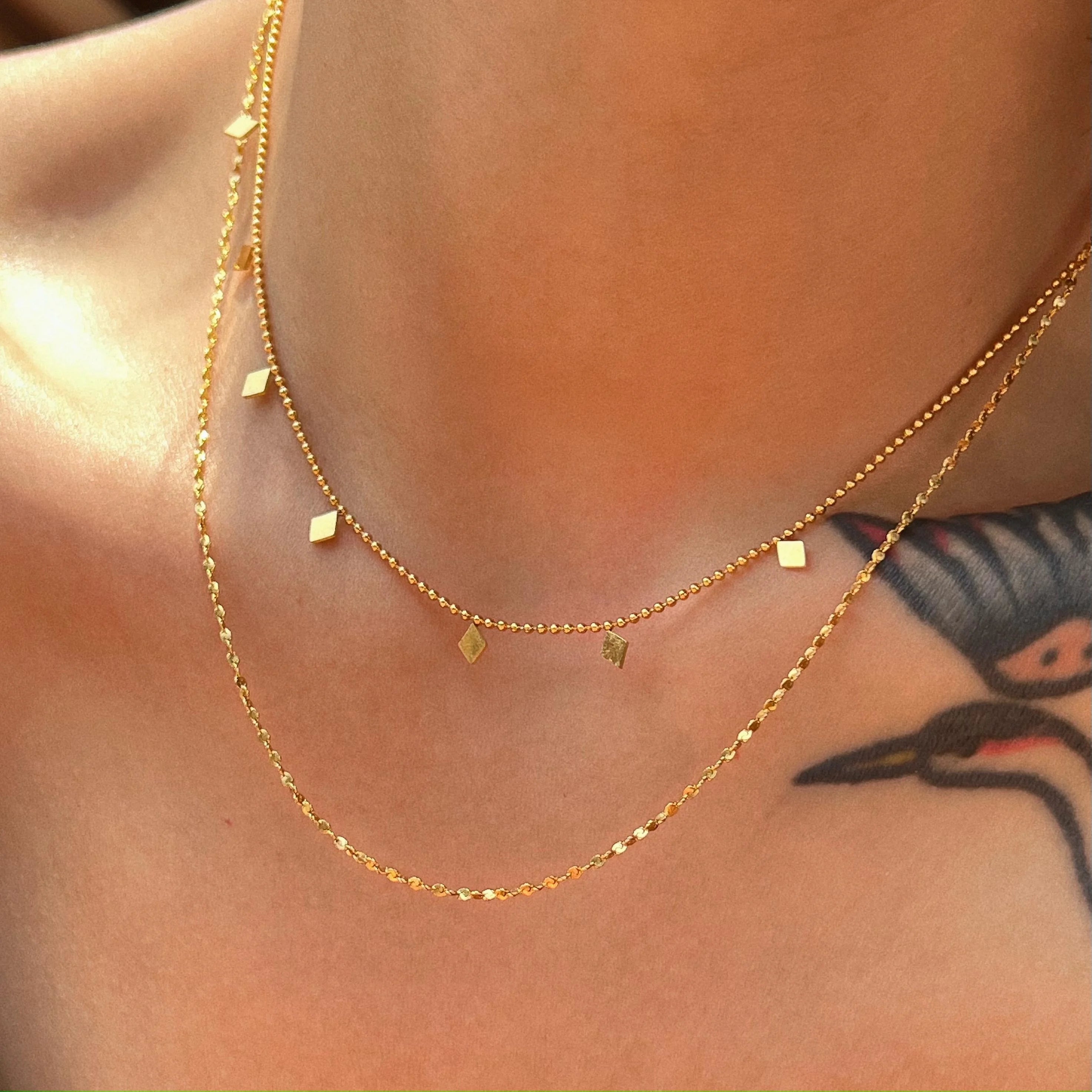2022 Dazan New Ins Stainless Steel Tarnish Free Waterproof Dangie Geometric Pendant Double Layer Necklace for Women