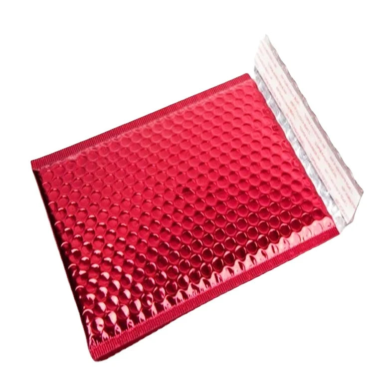 Wholesale Red Metallic Bubble Mailer Free Sample Padded Envelope Aluminum Coated Bubble Bag Padded Shipping Envelope