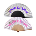 Modern Simple 23cm Bamboo Fans Handmade Wooden Crafts in Solid Colors for Wedding Parties and Gifts
