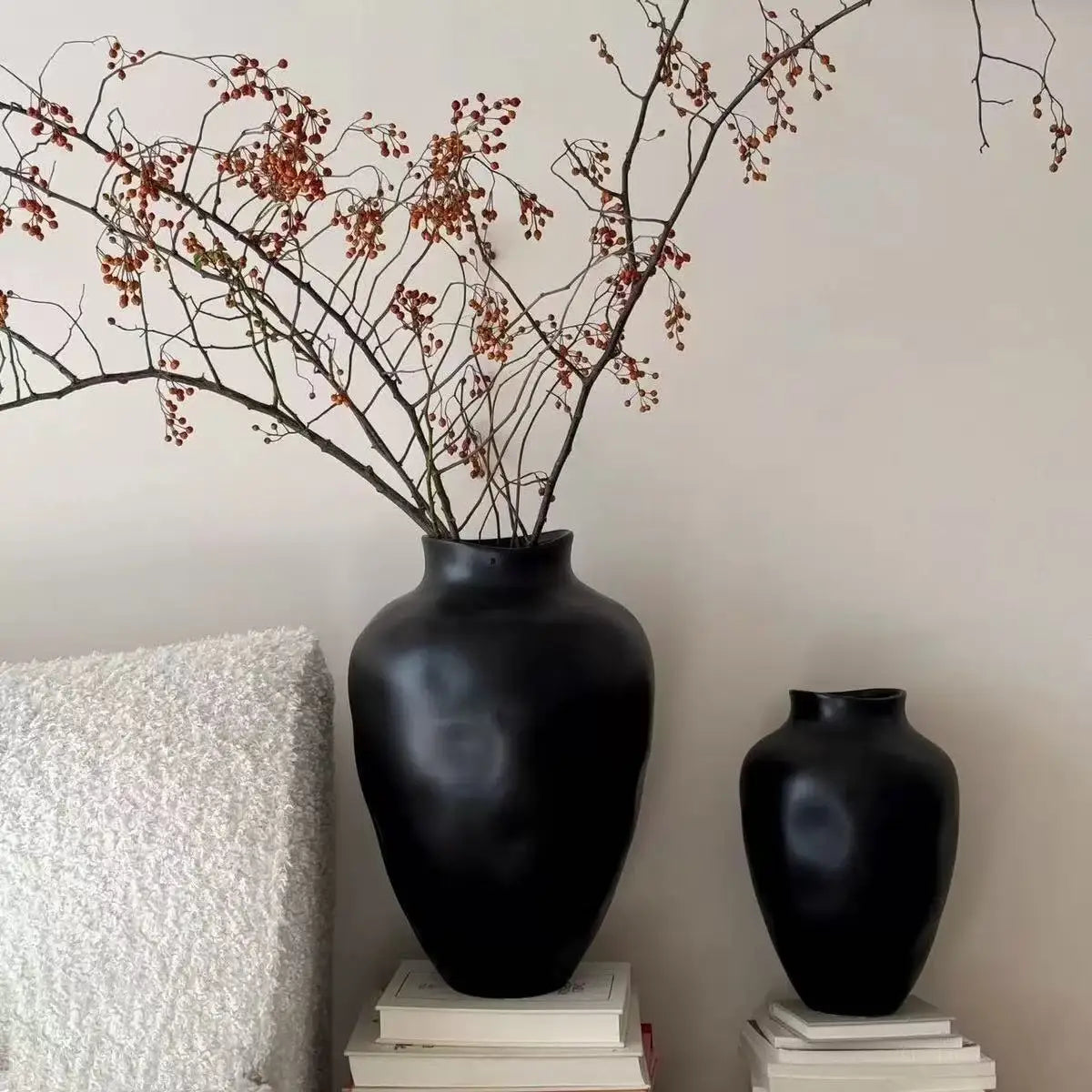 New Modern Matte Ceramic Vase Black White Large & Small Decorative Flower Vases Home Living Room Office Table Centerpiece Decor