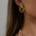 Popular Heart-shaped 18k Gold Plated Stainless Steel Earrings Fashion Earrings Jewelry Gifts for Her