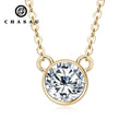 14K Gold Plated Bezel Setting 1CT Moissanite Necklace Mouse Shape 925 Sterling Silver Chain Necklace for Women