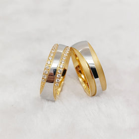 Luxury Dubai Lover's Wedding Rings Sets for Couples 18k Gold Plated Jewelry Cubic Zirconia Diamond Ring