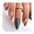 New Green Color Handmade French Style Acrylic False Nails With Leaf Patterns Press on Nails Artificial Fingernails for Women