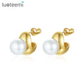 LUOTEEMI Modern Summer Cute Earing Elegant Small Woman Geometric New Vintage Hot Sale Stud C Shape Hoop Earring