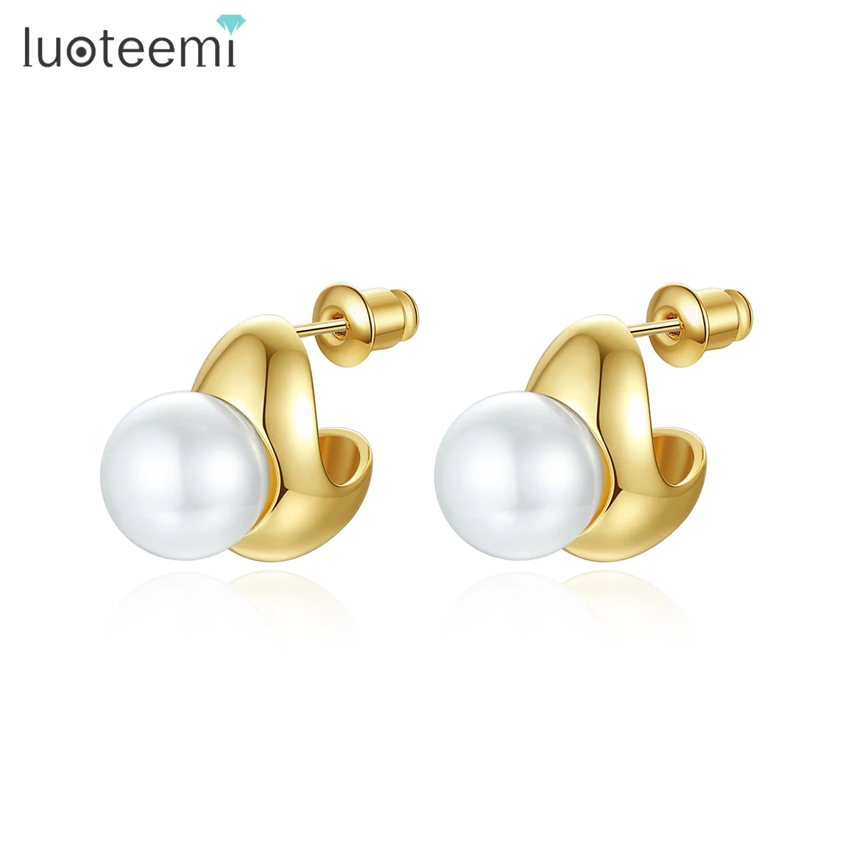 LUOTEEMI Modern Summer Cute Earing Elegant Small Woman Geometric New Vintage Hot Sale Stud C Shape Hoop Earring