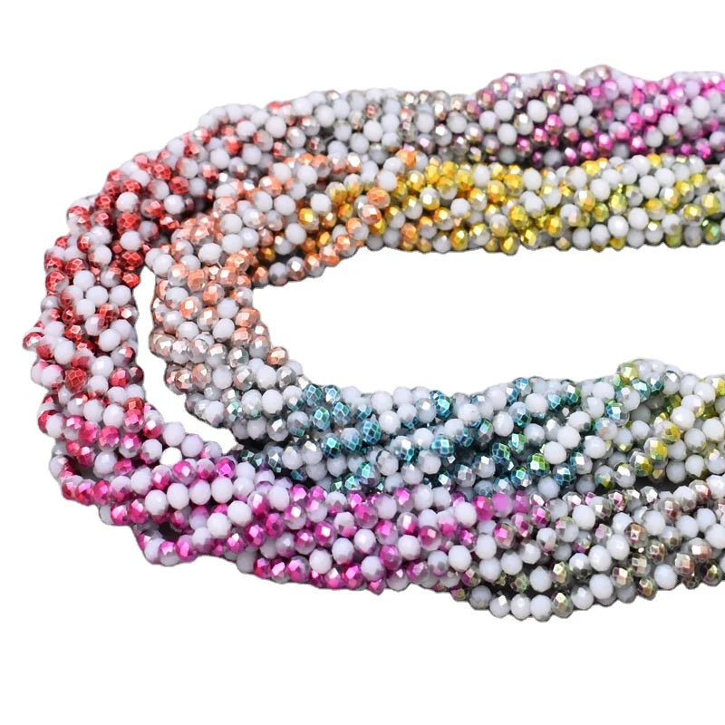 4mm 125pcs Plating Gradient Color Crystal Glass Beads Charms Faceted Glass Spacer Loose Beads for Jewelry Making DIY Wholesale