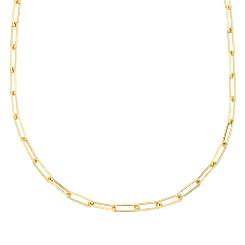 925 Silver Jewelry Wider Paperclip Chain Gold Bohemian Choker Necklace Women