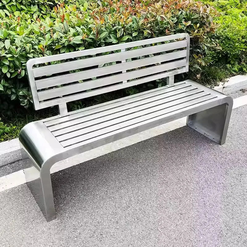 Junyi Stainless Steel Eco-Friendly Durable Patio Bench 4 Seater Modern Water Resistant Rustproof Outdoor Leisure Furniture