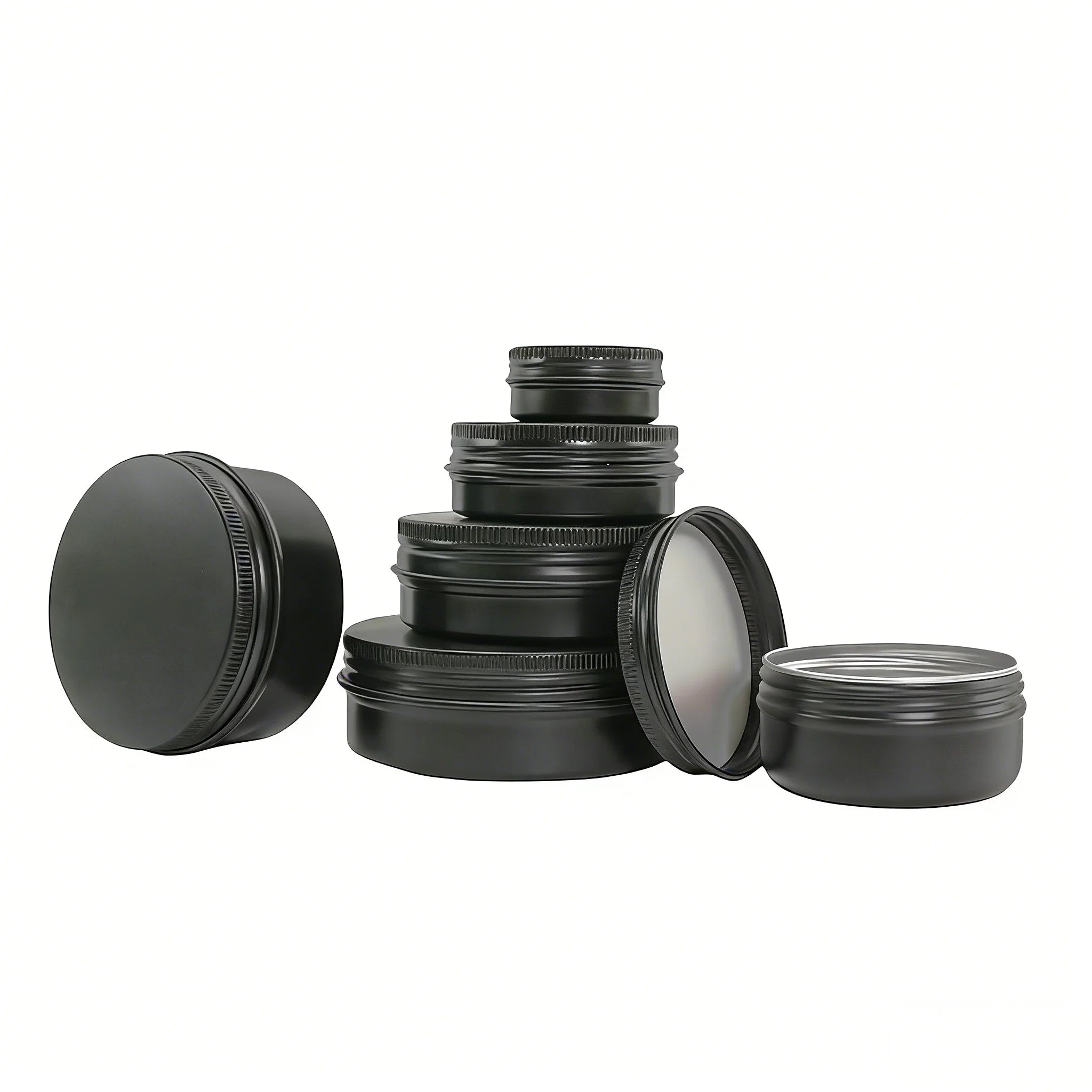 5g 10g 15g 30g 50g 100g 250g 500g 1000g Cosmetic Tin Can Black Aluminium Jar Small Metal Tin Box D888