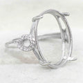 Sterling Silver 14*19mm Semi Mount Ring Empty Frame Blank Support Claws Setting S925 Base Holder Without Center Stone for Inlay