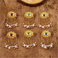 Handmade Gold Plated Chunky Eyes Earrings Elegant and Stylish Vintage Fashion Jewelry with Beaded Pearl Drops