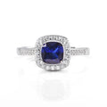 Roomy Anniversary Women's Silver 925 Ring With Lab Grown Blue Sapphire Smart Rings for Engagement