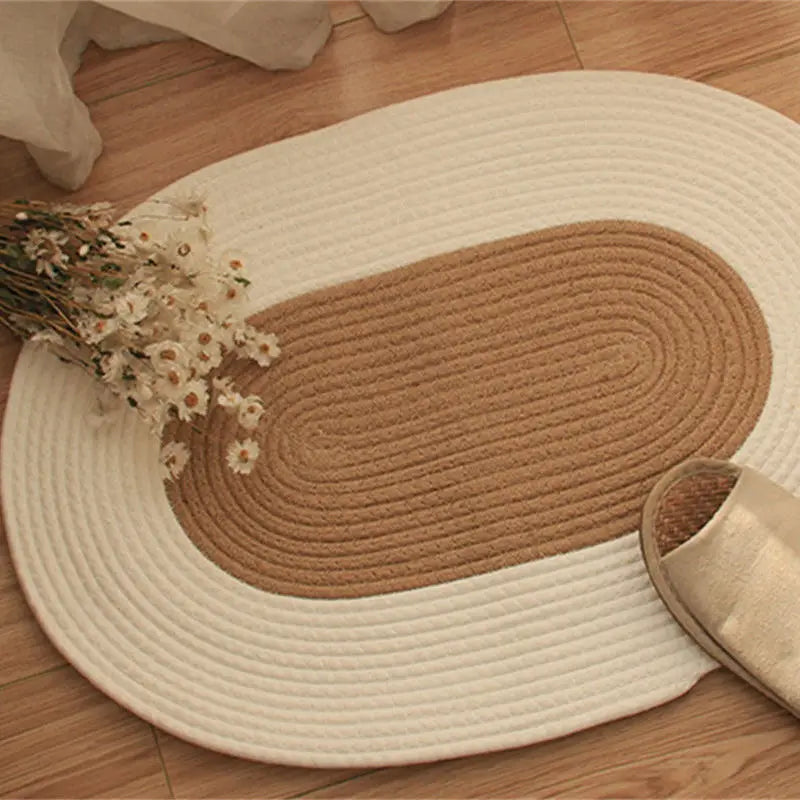 Fashion Entrance Carpet for Bedroom Stain-Resistant Cotton Woven Floor Mats Carpet Washable Braided Woven Area Rugs Door Mat