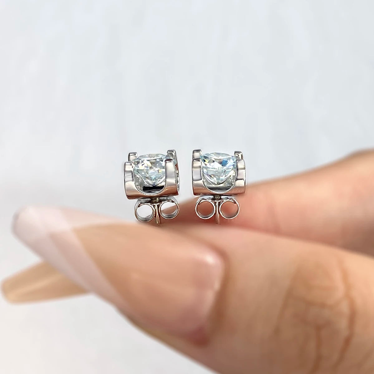 Gra Certified 1ct Square Round Cut Moissanite Diamond square Stud Earring for Women 925 Sterling Silver Luxury Quality Jewelry