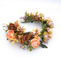 M145 Boho Floral Silk Flower Head Wreath Wedding Bridal Artificial Hair Crown Decorative Halo Hairstyle Headband