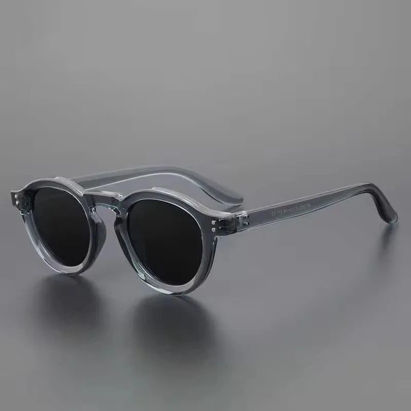 Women Rounded Polarized Glasses Black Tint Sunglass Black Round Sunglasses Aura for Men