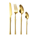 Super Cheap 410 Stainless Steel Cutlery Set Gold Plated Flatware 4pcs Lightweight Silverware for Dollar Store Market