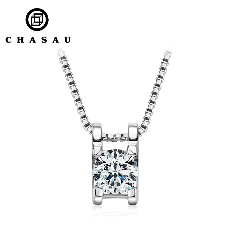 Hot Selling 925 Sterling Silver Box Chain Brilliant D Color 0.5CT Round Cut Moissanite Pendant Necklaces MegaBDM