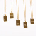 Rectangular Women Pendant Necklace Custom Saying Text Logo Deep Engraving PVD 18K Gold Plated Stainless Steel Engraved Jewelry