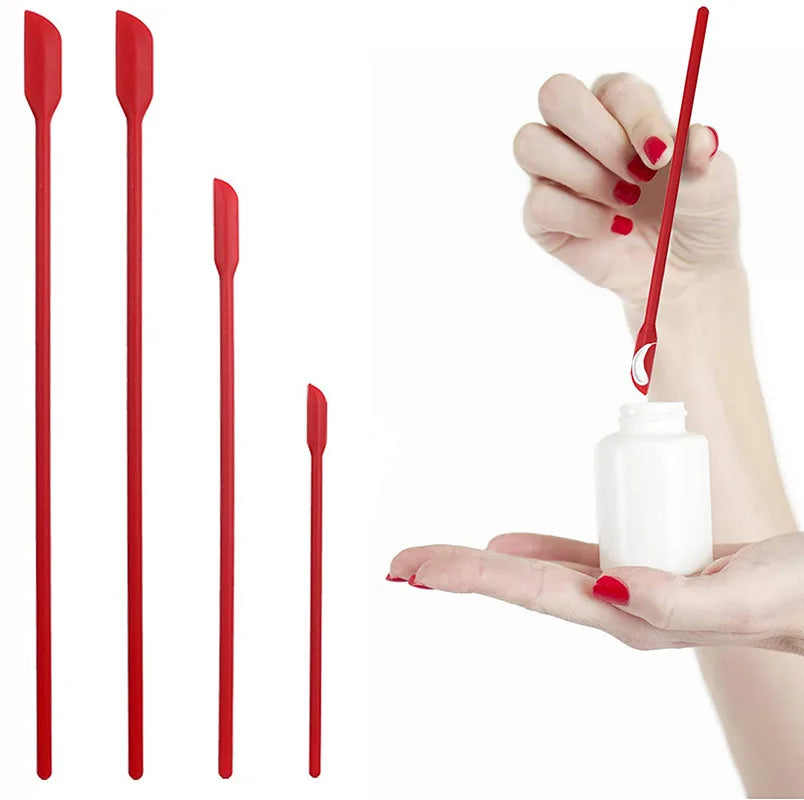 Heat Resistant Non-Stick Eco-Friendly Dishwasher Safe 4-Piece Set Long Handle Mini Silicone Spatula for Cosmetic/Jam Use