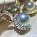 P1360 9-10mm DIY Natural  Freshwater Pearl Charm Pendant Necklace Accessory 925 Sterling Silver Jewelry for Women Without Chain
