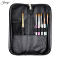 Jieniya Professional PU Nail Art Storage Bag 6Pcs Black Nail Supplies Set Travel Kit