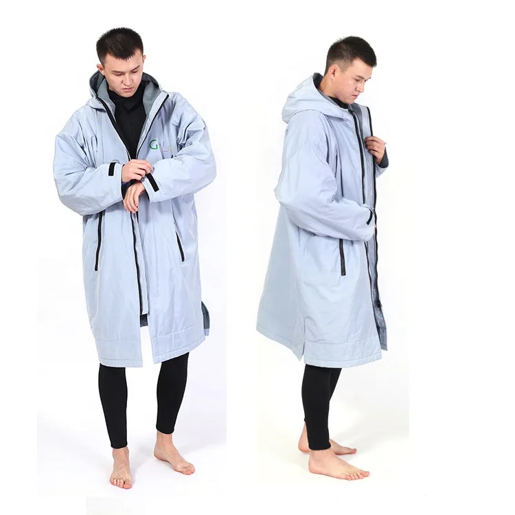 Women Winter Parka Changing Robe with Hood Long Sleeve for Beach Pool Lake River Changing Garment