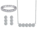 Classic Round Cut Jewelry Sets Women Ring Necklace Earrings Rhodium Plated 925 Sterling Silver Zirconia Jewelry Set