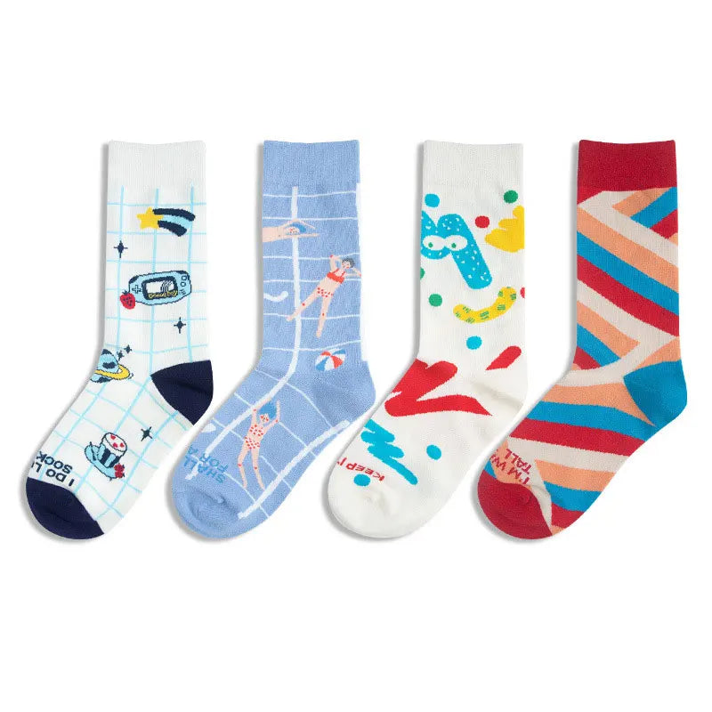 Wholesale Custom Funny Cartoon Colorful Funky Cool Mens Fashion  Happy Socks for Adults