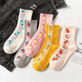 Wholesale Korean Style Peach Strawberry Pineapple Fruit Socks Kawaii Ribbed Cotton Crew Socks for Women