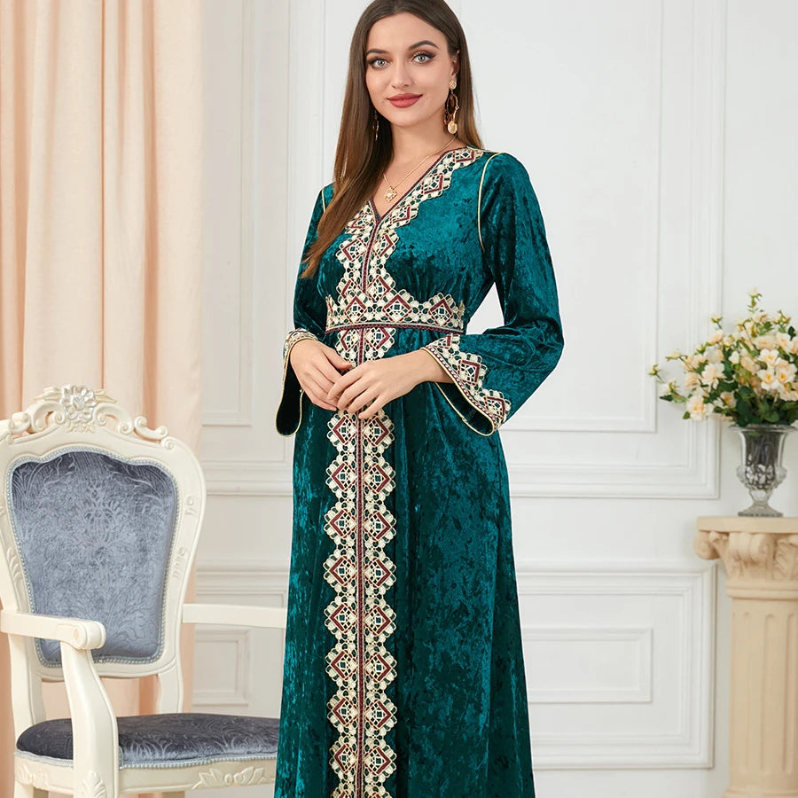 Moroccan Kaftan Dubai Women Muslim Dress Robe Islamic Clothing 2023 Muslim Jalabiya for Women