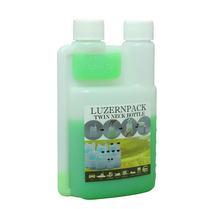 250ml 8 oz HDPE Flat Double Chamber Measuring Screw Cap Liquid Fertilizer Bottles for Liquid Plant Nutrient Solution