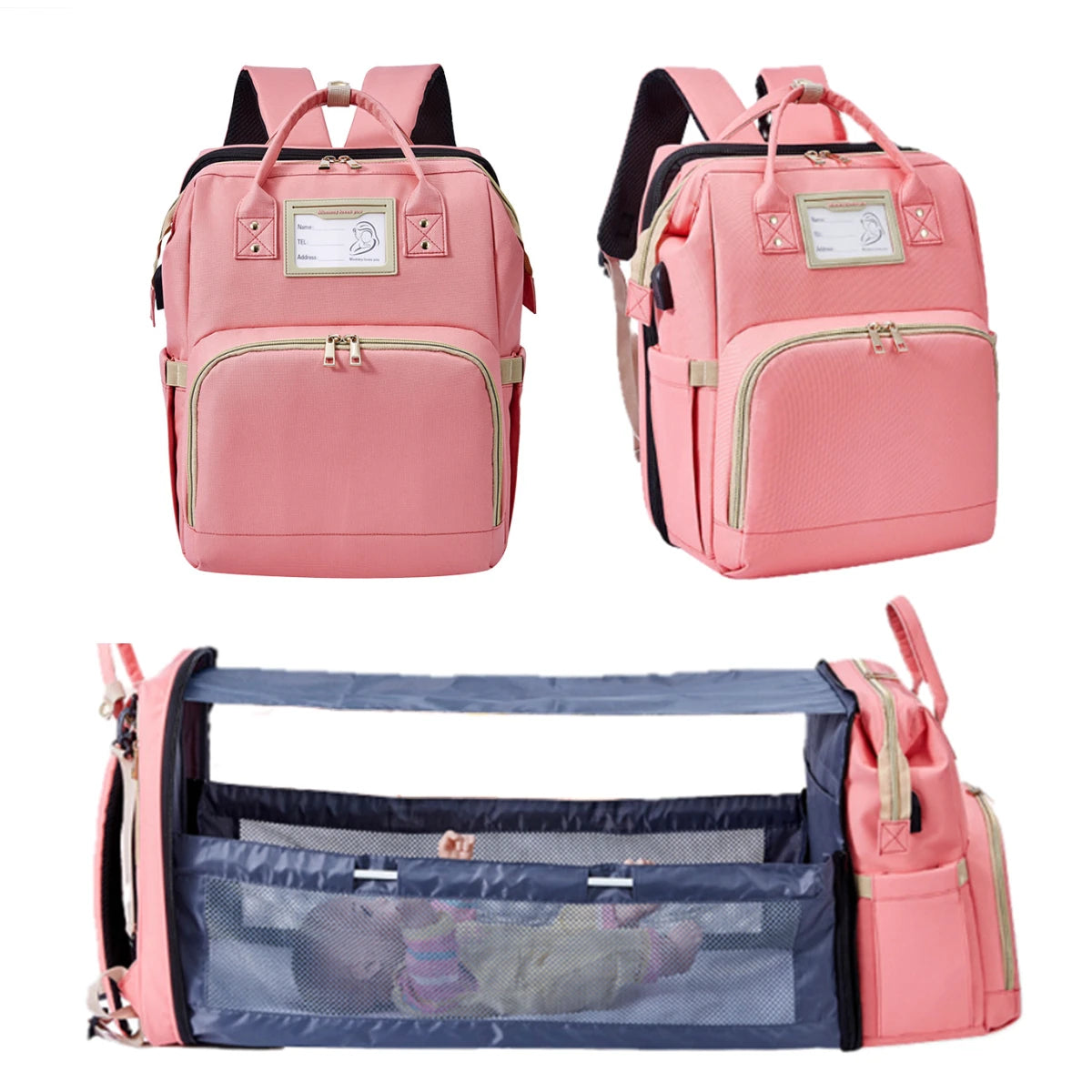 Large Capacity Nylon Mummy Bag Double Shoulder Multi-Functional Insulation Lightweight Portable Travel Backpack
