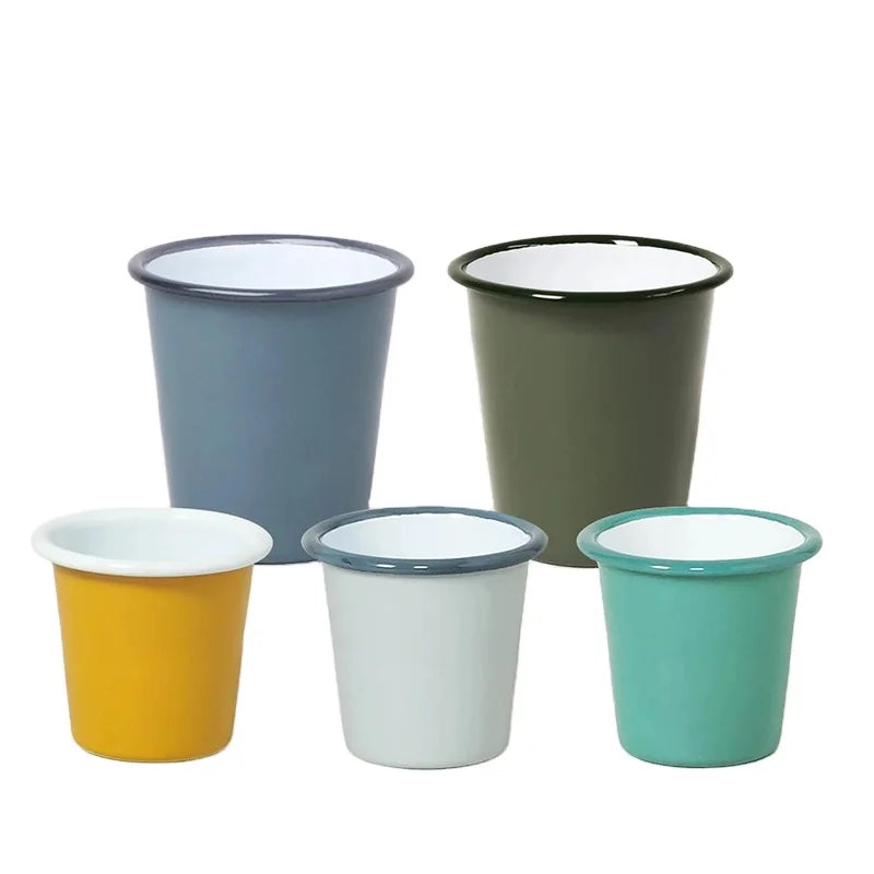 Factory Wholesale 10oz Metal Steel Outdoor Coffee Enamel Tumbler With No Handleenamel Tumbler Candle Cup