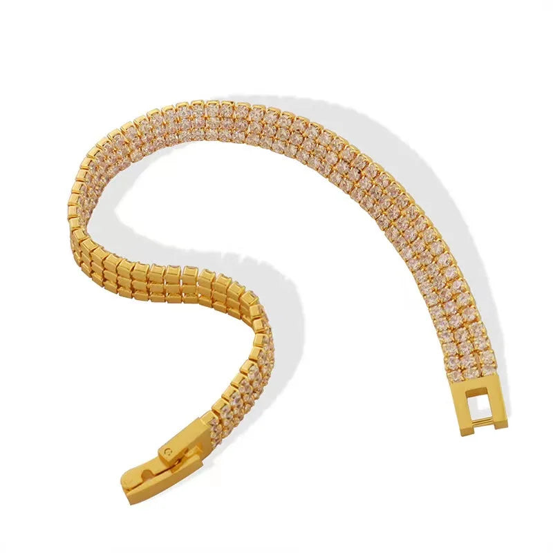 New Fashion Design Full Crystal Zircon Shinning Gold Silver Plated Elegant Stainless Steel  for Women Wholesale
