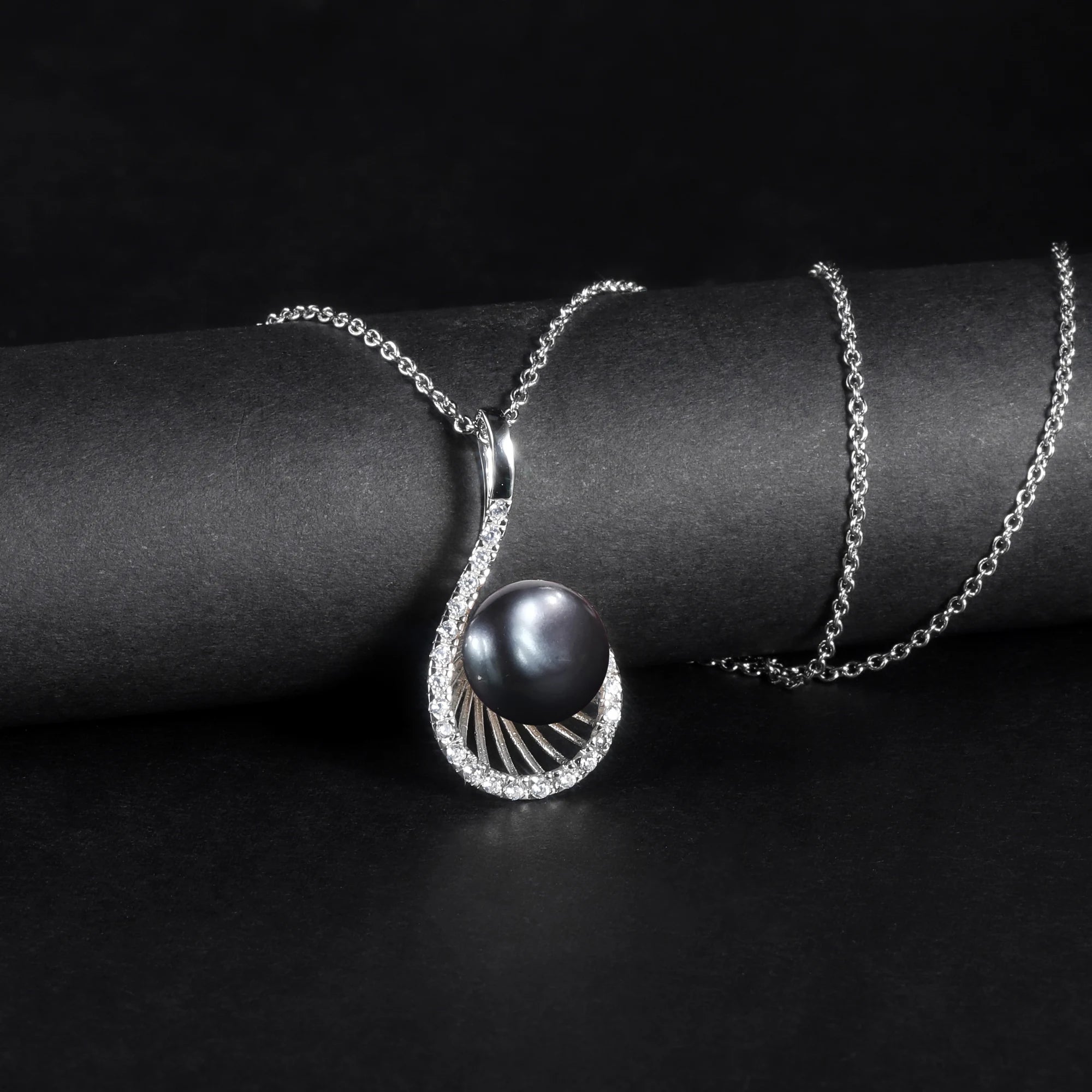 D1012 Abiding Shield Tarnish Free 10mm Black Fresh Water Pearl S925 Sterling Jewelry Silver 925 Necklace Pendant