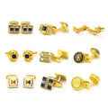 Wholesale Custom Brass Male Gold Plated 18mm Cuff Links Rhinestone Crystal Shirt Buttons for Weddings Engagement Business