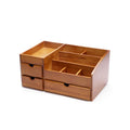 Home Makeup Organizer Paulownia Wood Vanity Countertop Organizer Cosmetic Jewelry Storage Tray with Drawers for Bathroom