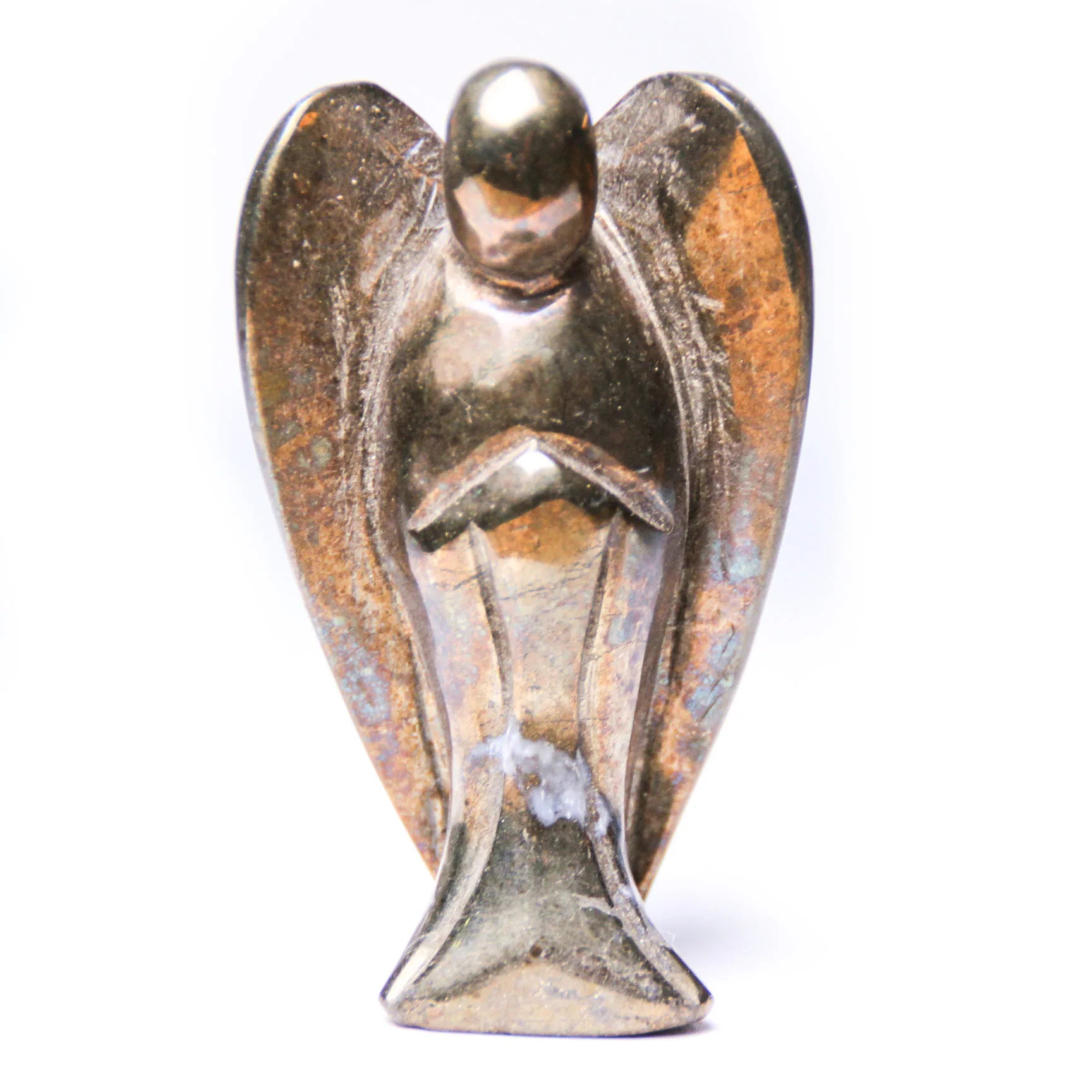 DIY Gemstone Hematite Angel Statue Hand Carved Semi-Precious Craft 7.5 cm Crystal Decor Healing Reiki Crafts